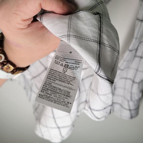 Old Navy White Grid Button Down Shirt Long Sleeve M - Picture 4 of 5